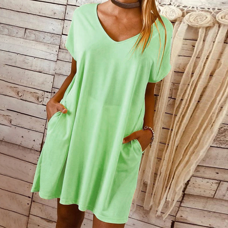 Short sleeve large solid dress