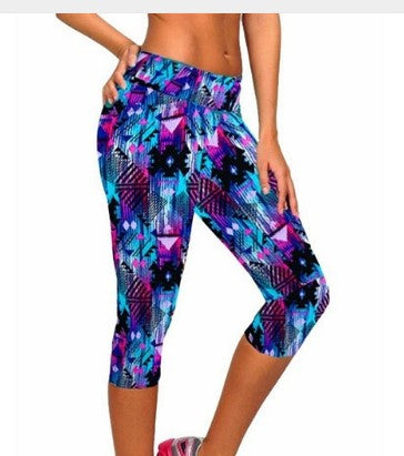 High waist seven print pants elastic shape beautiful body underpants