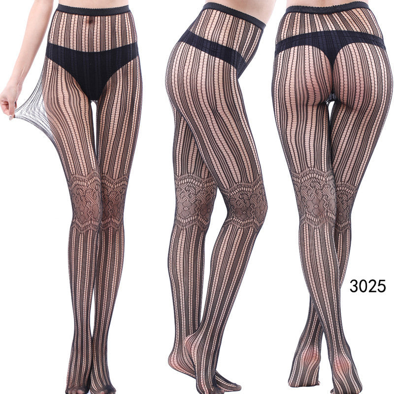 Vintage tattoo lace cutout stockings