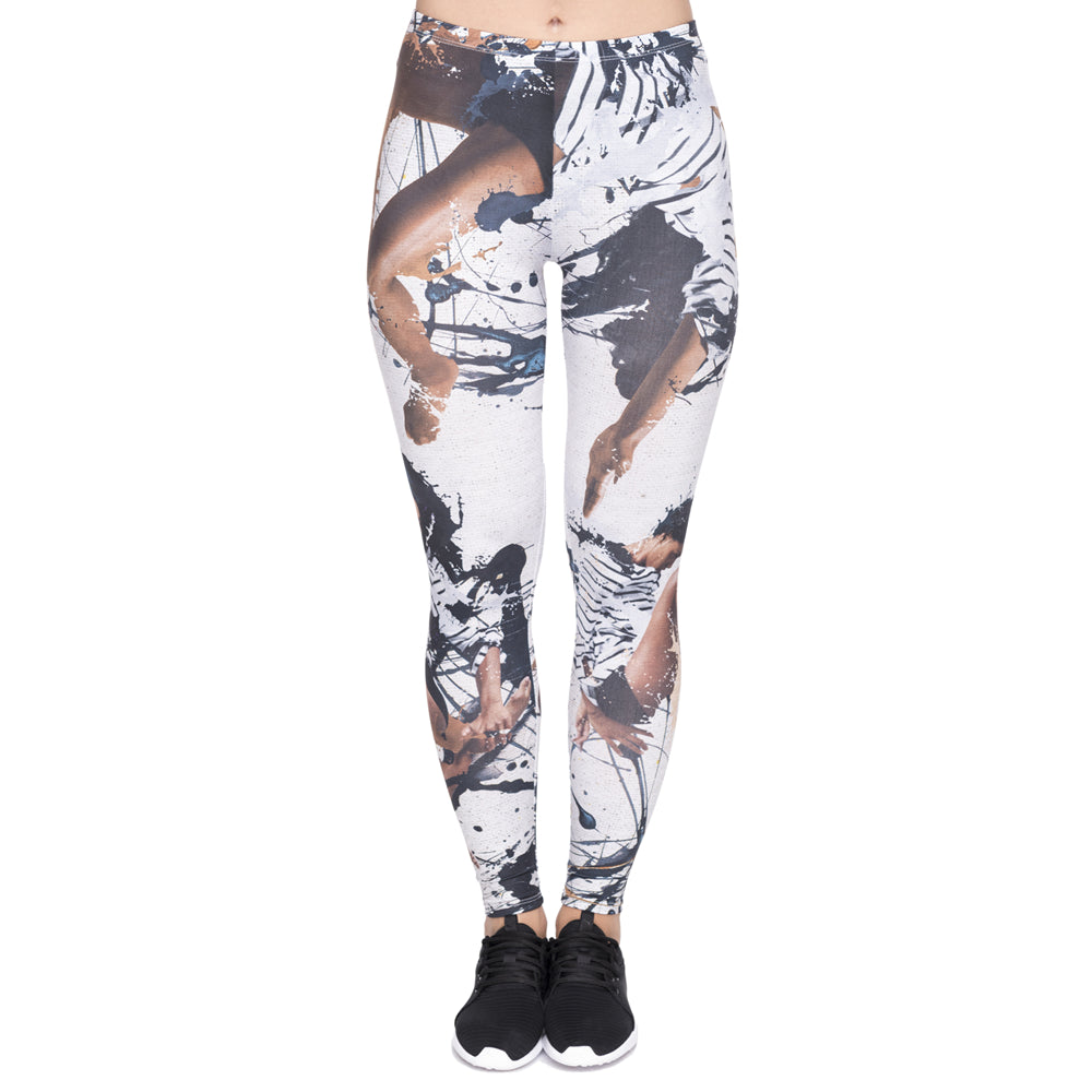 Ink figure printed cropped trousers