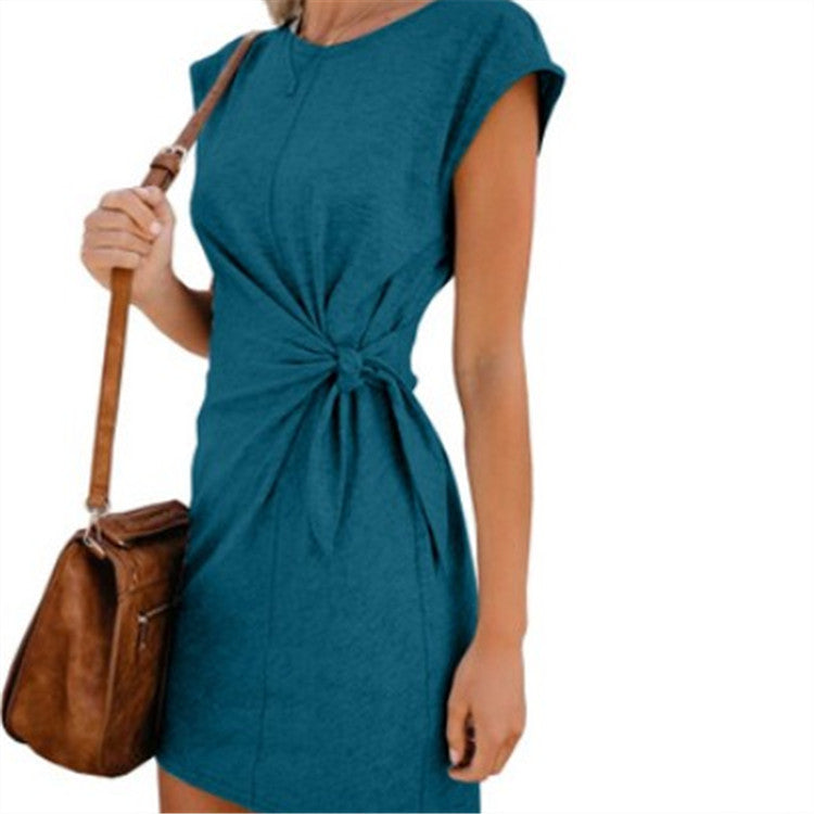 Women's European and American round neck short sleeve dress