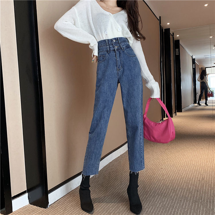 Loose Straight-leg Jeans Women's High-waisted Slimmer Drape Wide-leg Trousers