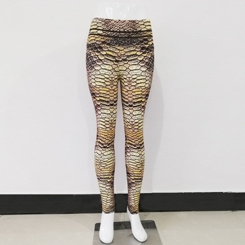 Snake pattern digital printed yoga suit