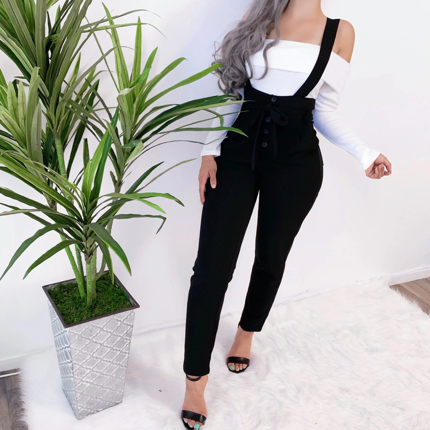 Fashion sexy slim casual suspender trousers