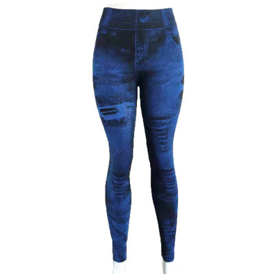 Women's Super Elastic 9-point Denim Leggings