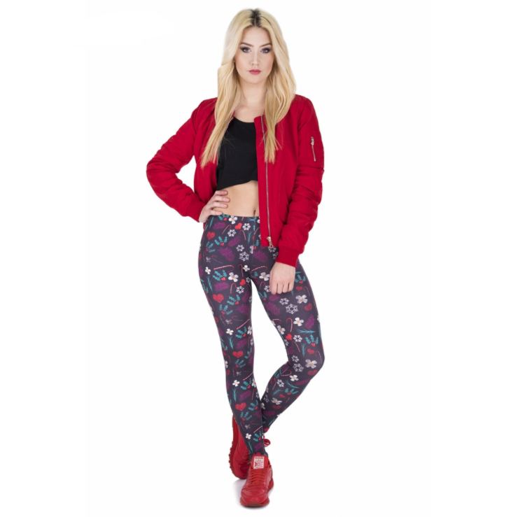 Christmas printed Capris high waisted sports Leggings