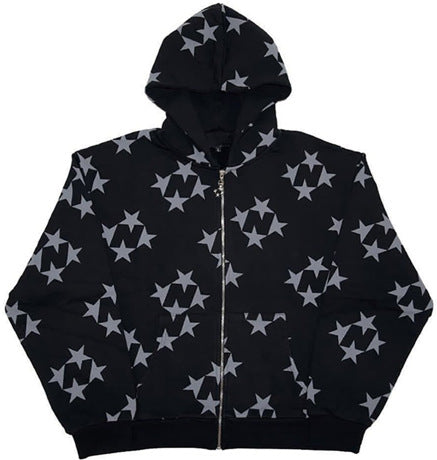 XINGX Printed Hooded Cardigan Sweater Coat