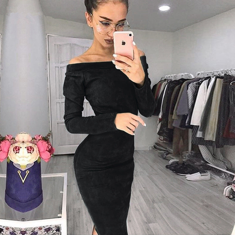 One-shoulder slim fit hip dress