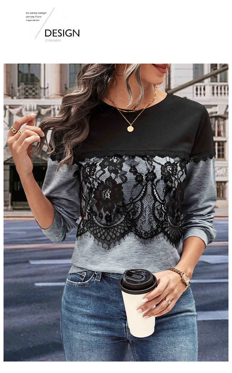 Women's Color Matching Long-sleeved Sweater Autumn