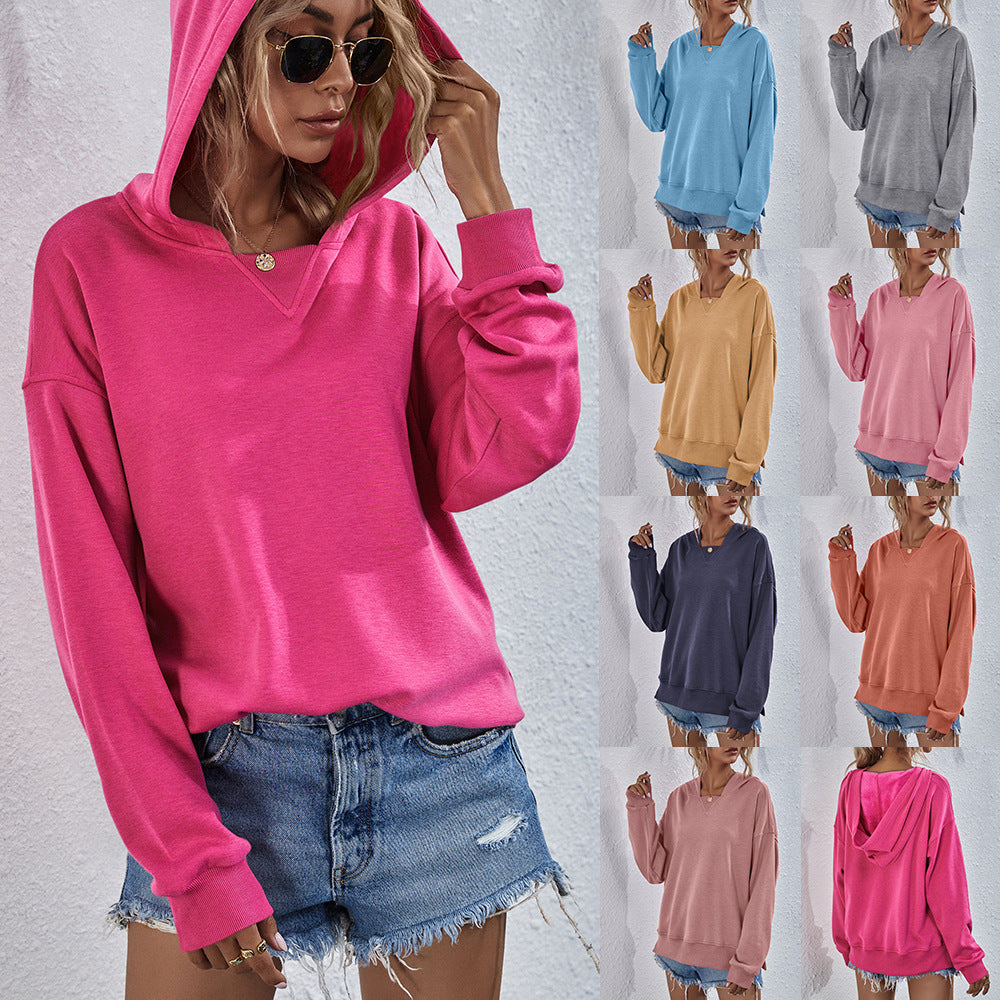 Women's Hoodie Sweatshirt Sports Casual Candy Color Long Sleeve Tops Clothes