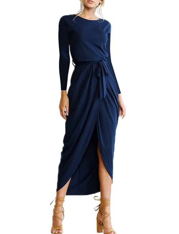 summer crossover new solid color anti-sleeve flat jumpsuit long skirt dress