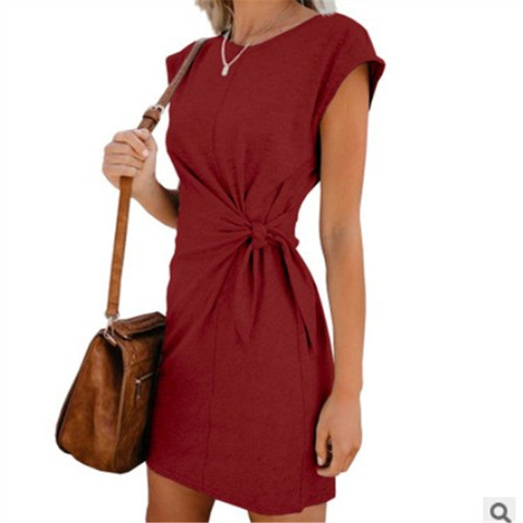 Women's European and American round neck short sleeve dress