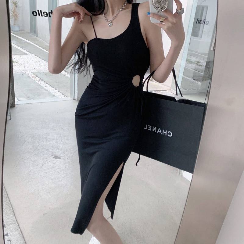 Fashionable Diagonal Shoulder Strap Dress For Women