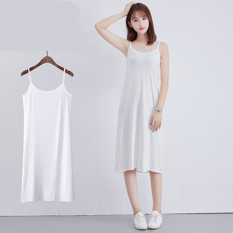 Womens Modal Full Slip Dress Spaghetti strap Vest Skirt 90 to 120cm Long