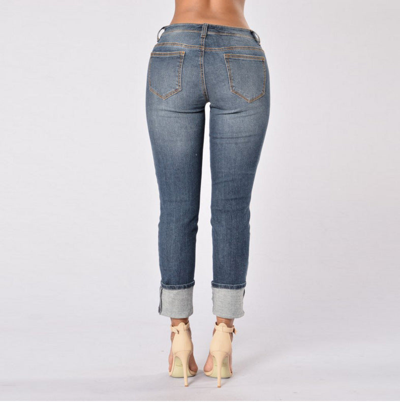 Pleats wear out elastic jeans