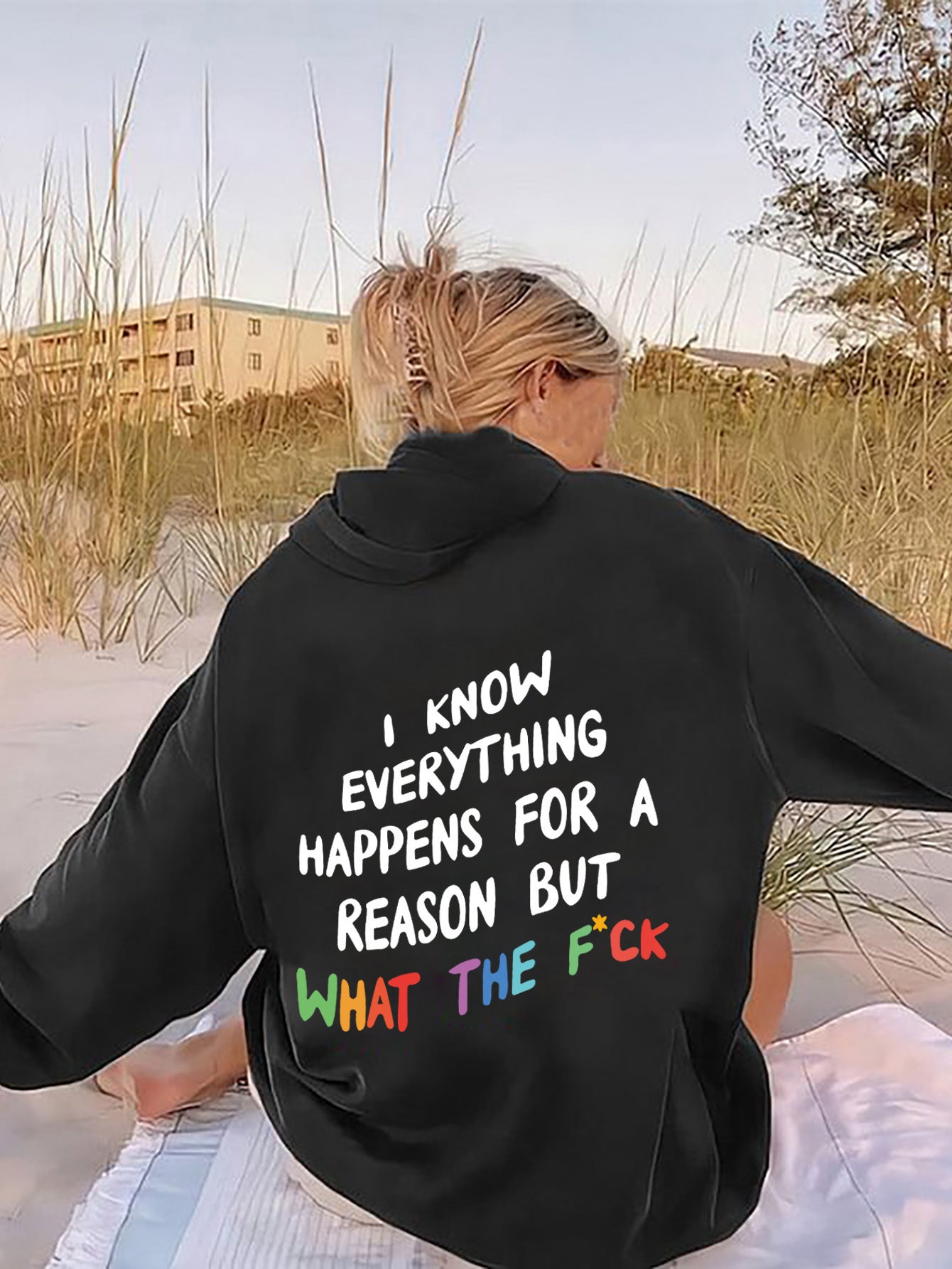 Women Drawstring Letter Printed Hoodie