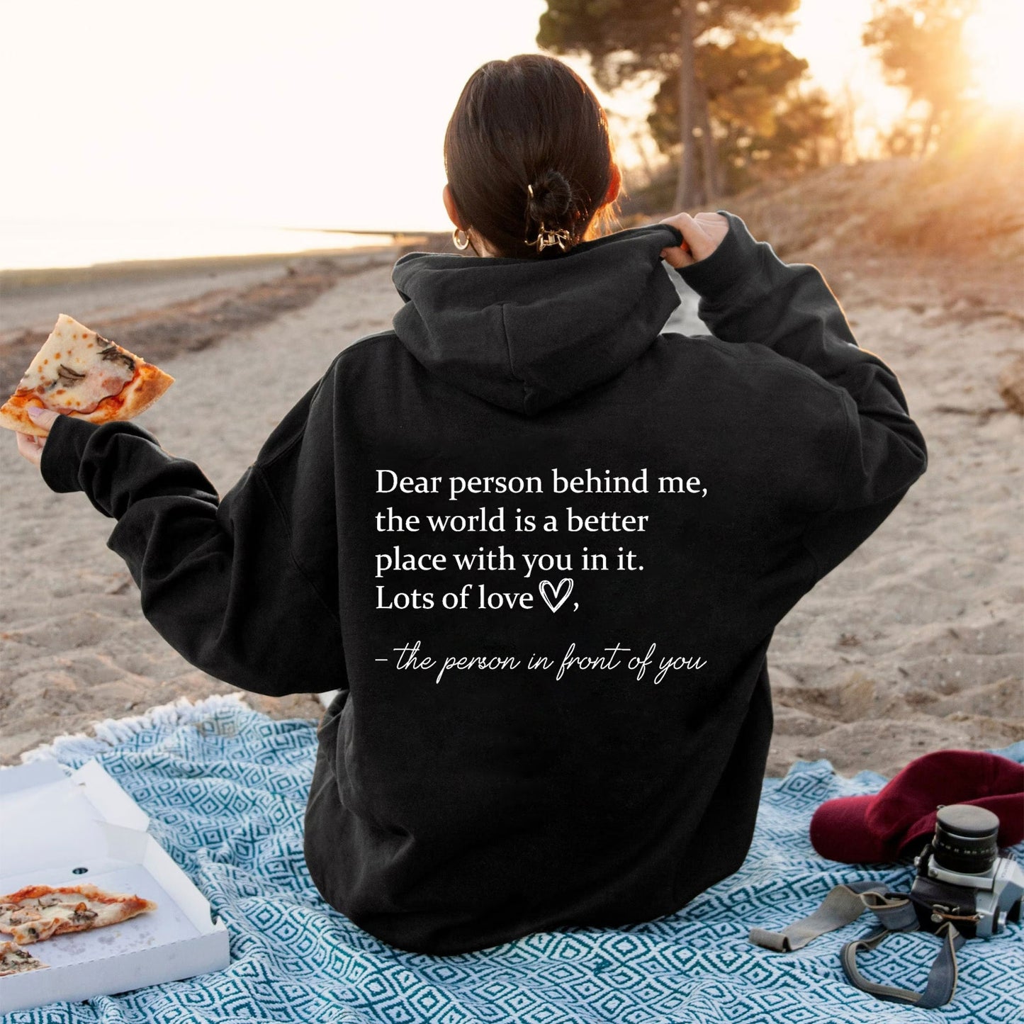 Dear Person Behind Me Hoodie Plain Letter Sweater