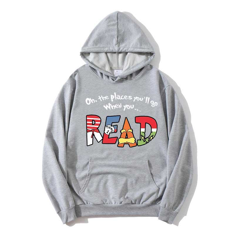 Autumn And Winter European And American Color Letter Printing Hooded Casual Sweatshirt