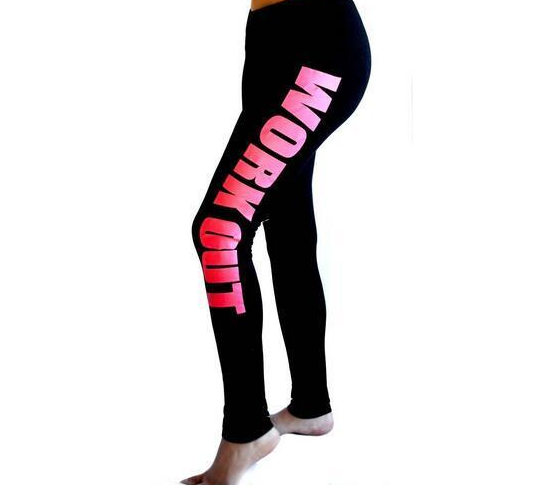 Letter printed cotton leggings mid-rise cropped pants yoga pants