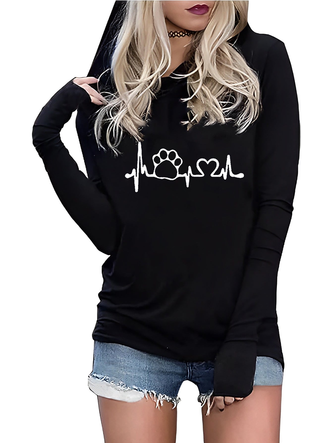 Autumn And Winter European And American Alphabet Embroidery Long Sleeve Slim Hoodie