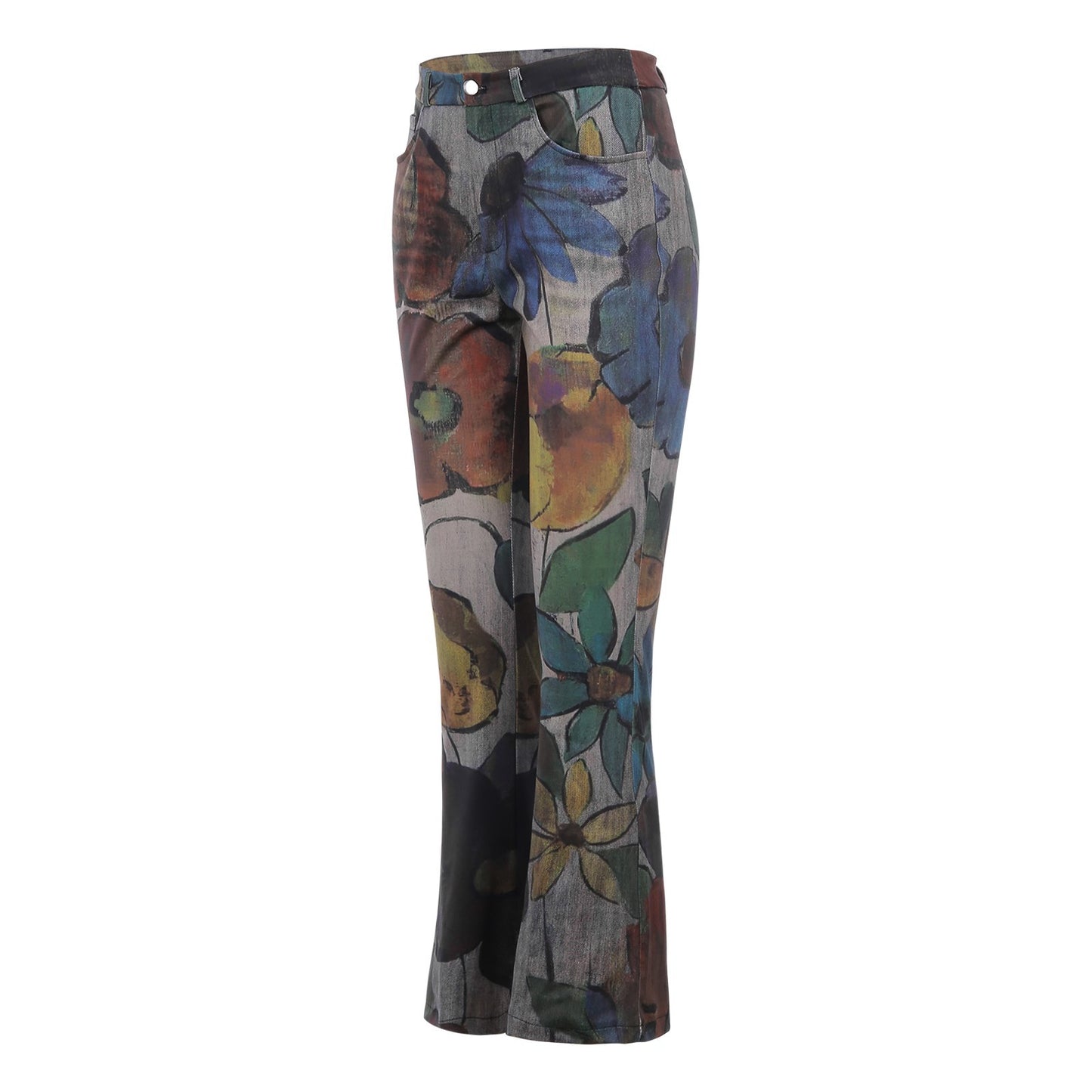 European And American Plus Size Women's Casual Pants Floral Thin Trousers