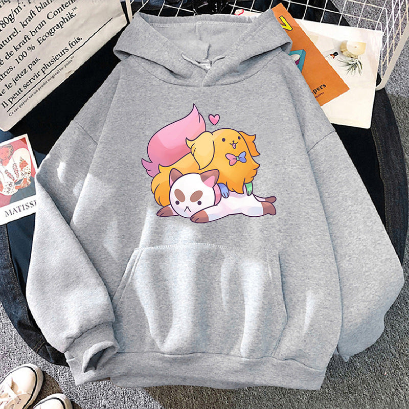 Puppy And Cat Cartoon Cute Printed Sweater