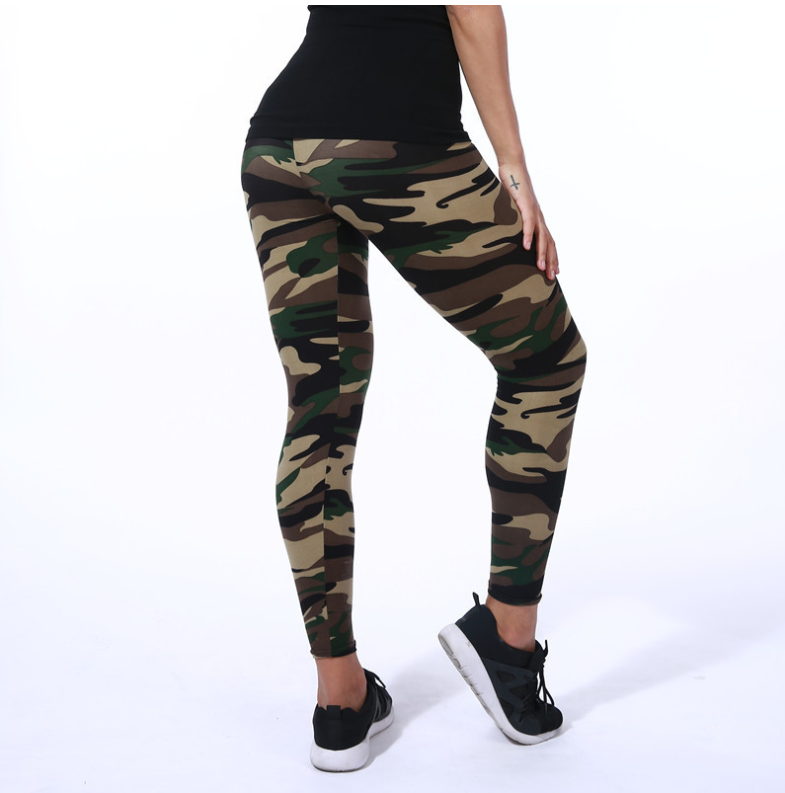 European and American fashion camouflage printed flower leggings