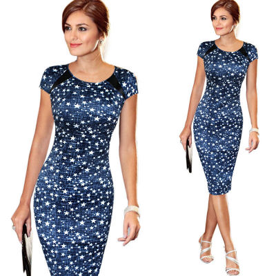 Sketch Star Print Pencil Dress