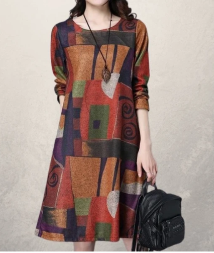 Printed long sleeve dress