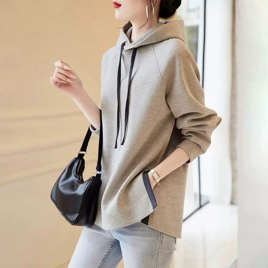 Cotton Hooded Sweater For Women Loose Fitting