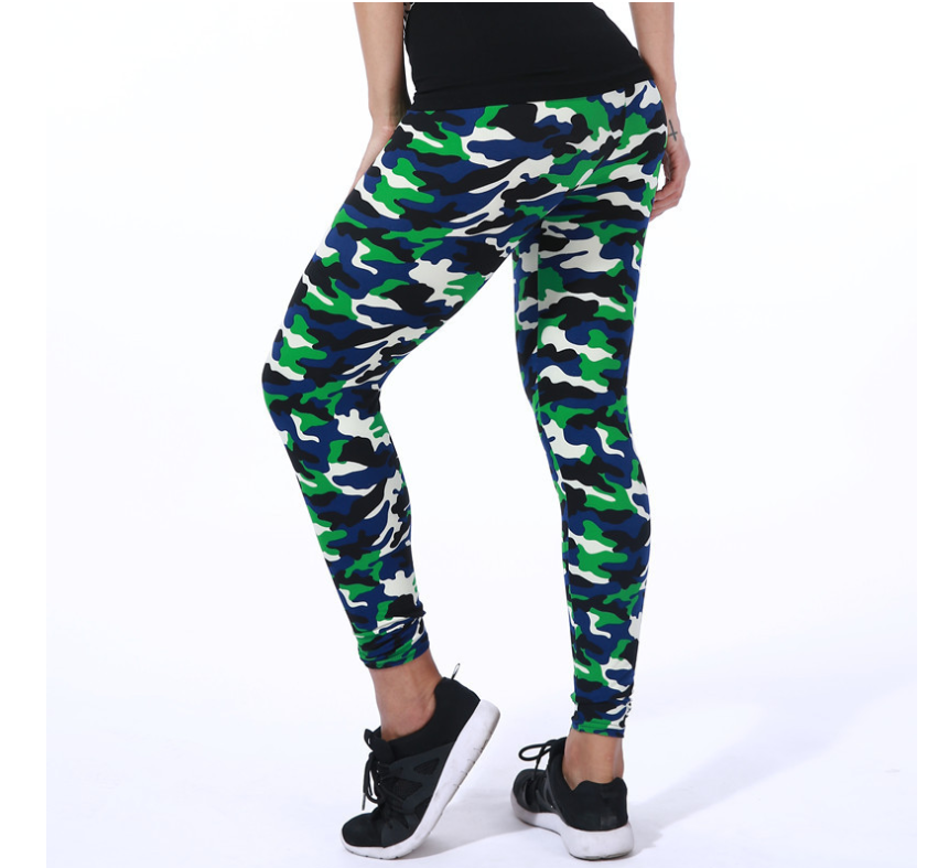 European and American fashion camouflage printed flower leggings