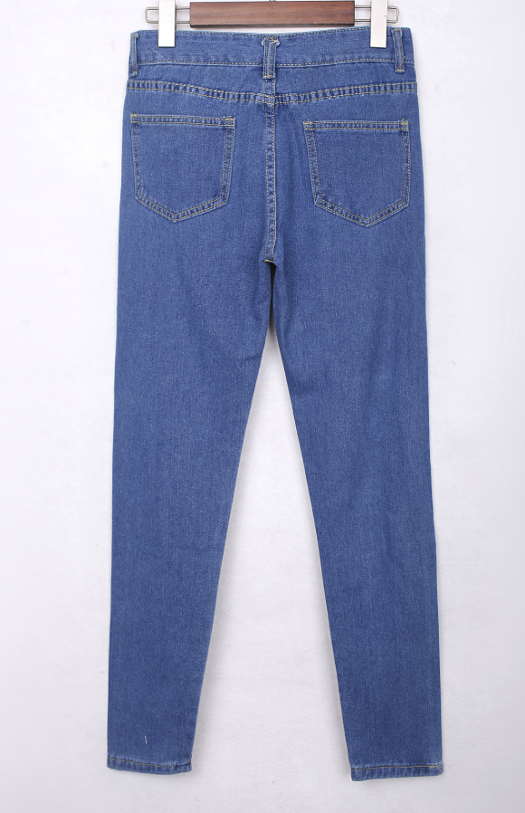 Trendy hole straight jeans