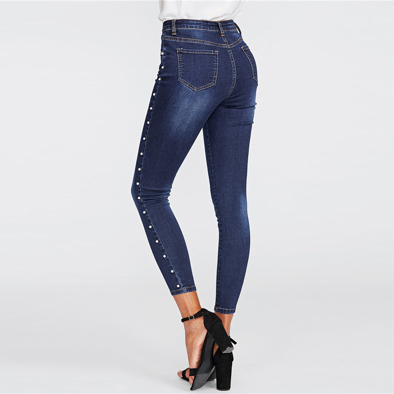 Women's beaded skinny jeans