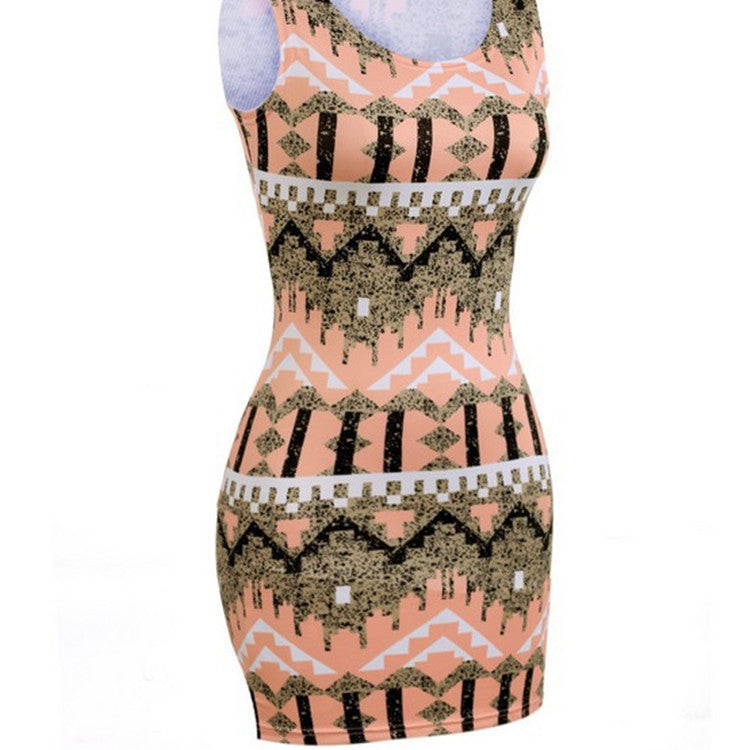 Sleeveless Printed Pencil Dress