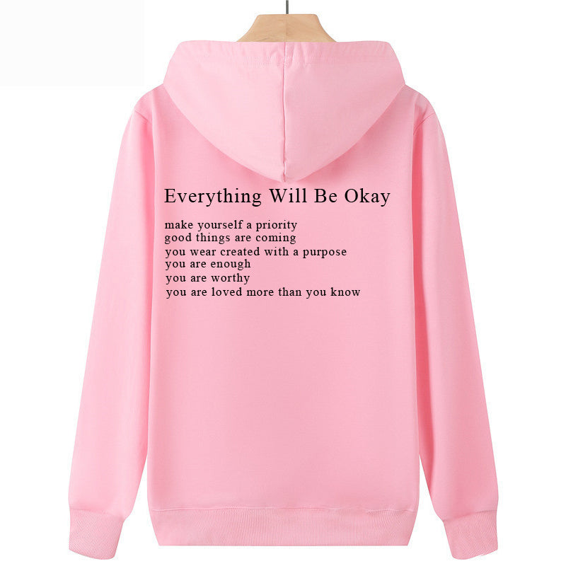 Everything Will Be Okay Loose Casual Men's And Women's Korean Version Loose Round Neck Top