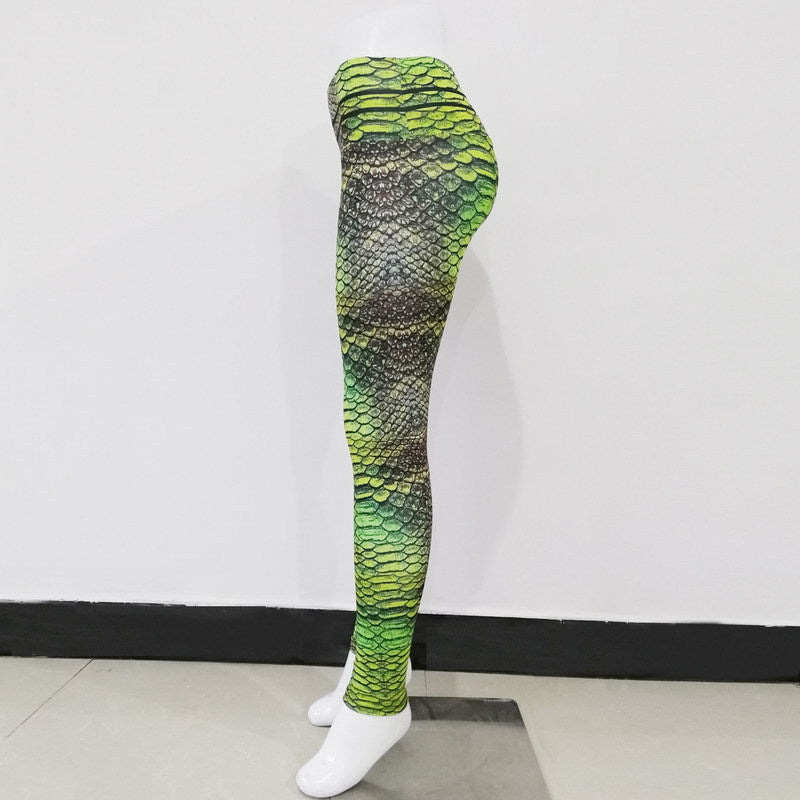 Snake pattern digital printed yoga suit