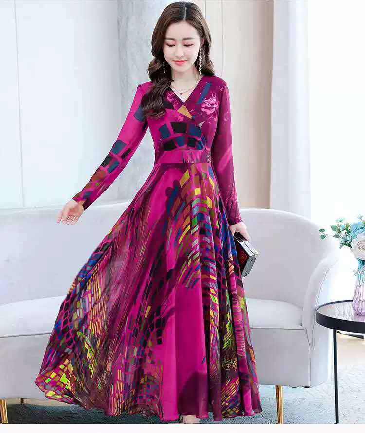 Western Temperament Slim Slim High Waist Printed Long Skirt