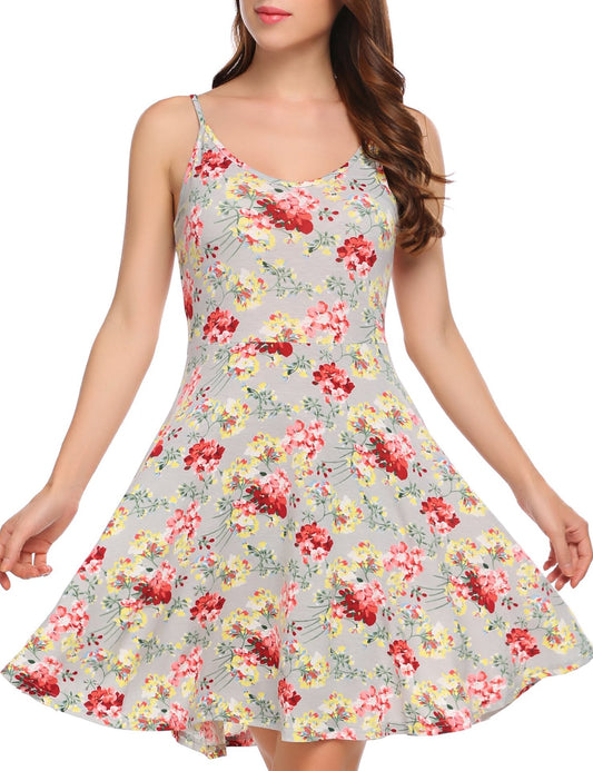 Sunflower Floral Print Mini Floral Skirt Princess Dress