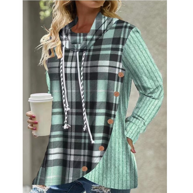 Long Sleeve Hooded Clothes Pullover Button Sweater