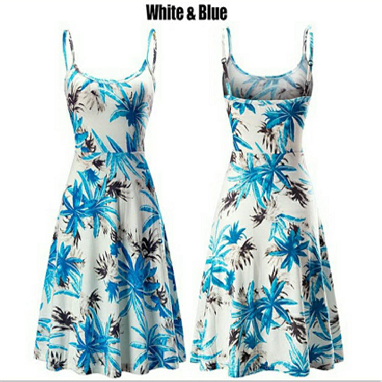 New Summer Women's Sling Printed Fashion Slim Women's Casual Middle Dress