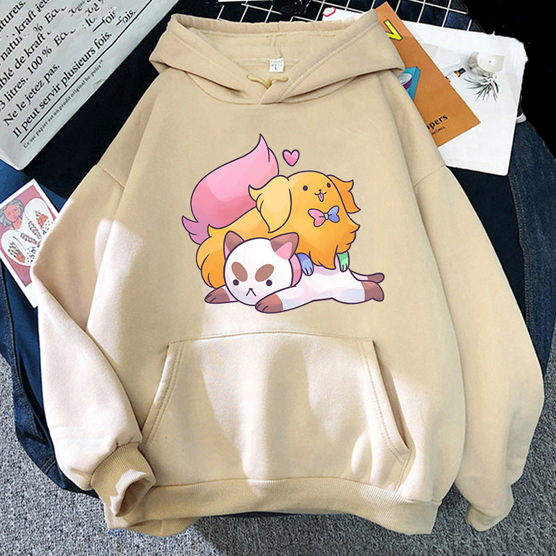 Puppy And Cat Cartoon Cute Printed Sweater