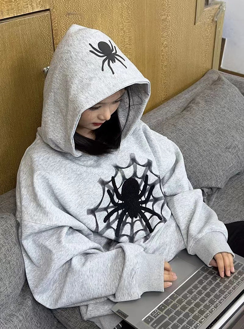 Women's American-style Retro Fashion Brand Spider Letter Hooded Sweater