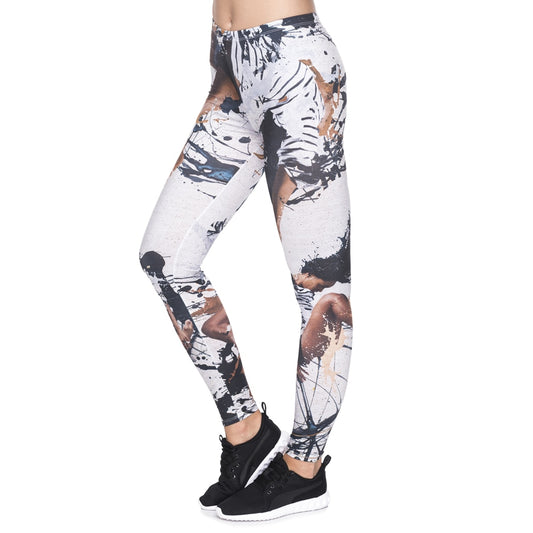 Ink figure printed cropped trousers