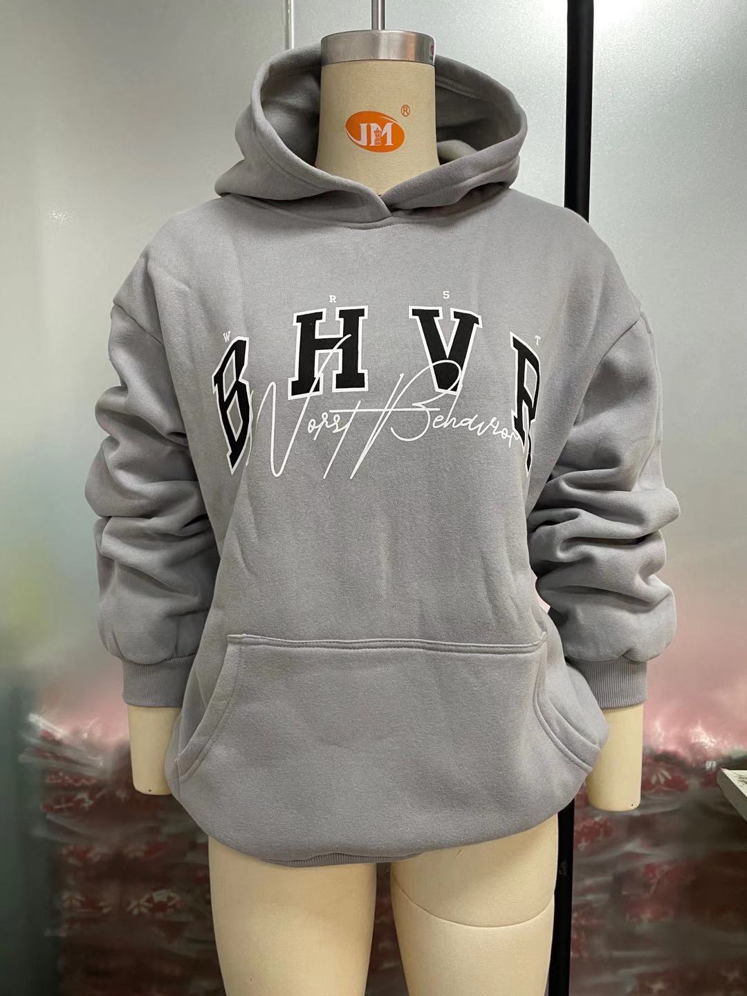 Game Letter Printing Plush Warm Long-sleeved Sweater