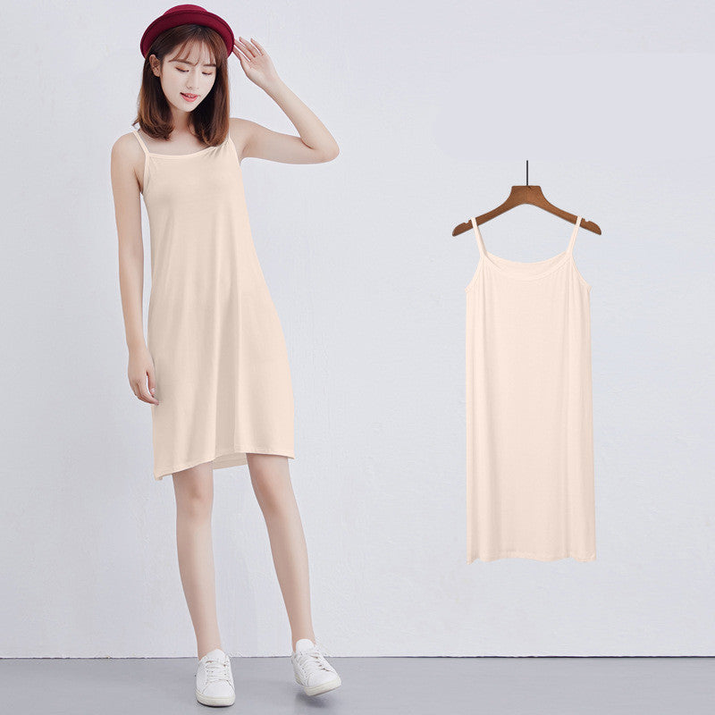 Womens Modal Full Slip Dress Spaghetti strap Vest Skirt 90 to 120cm Long