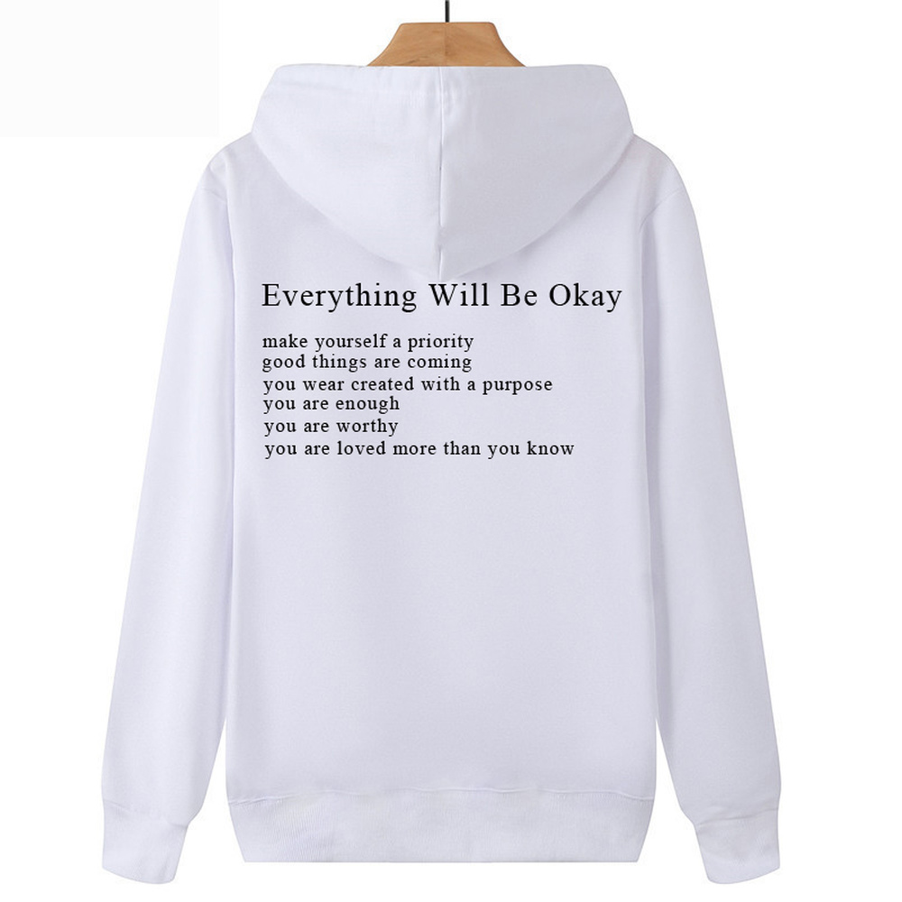 Everything Will Be Okay Loose Casual Men's And Women's Korean Version Loose Round Neck Top