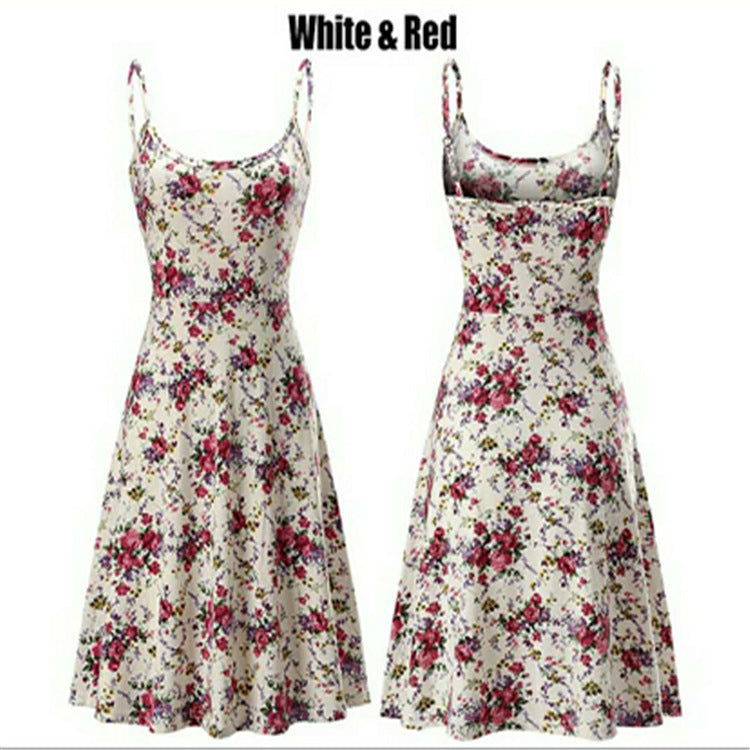 New Summer Women's Sling Printed Fashion Slim Women's Casual Middle Dress