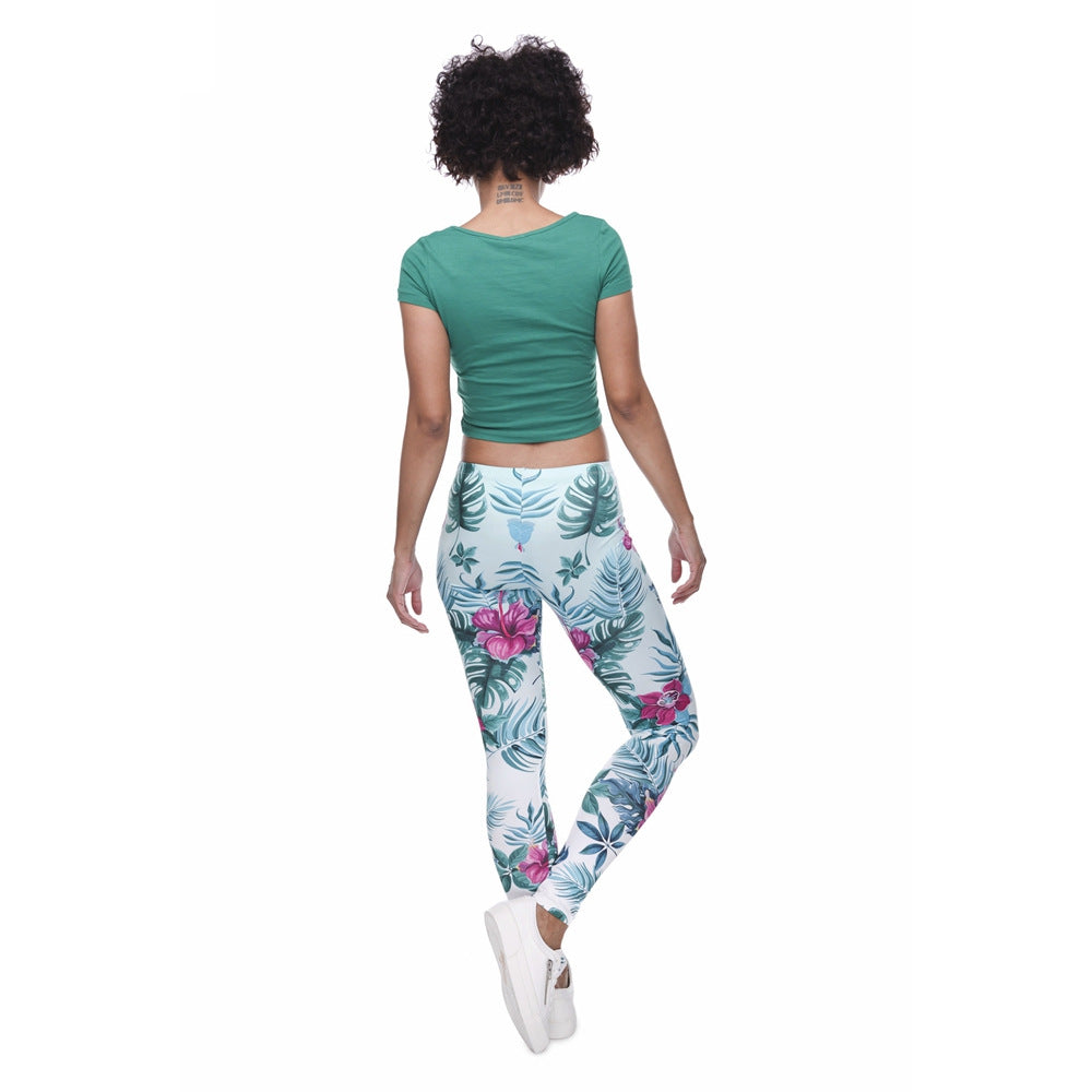 Tortoise back leaf floral cropped pants