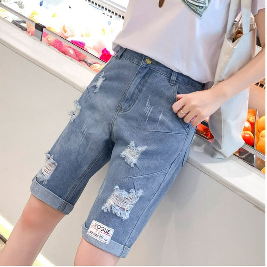 Spring and summer new five-point denim shorts