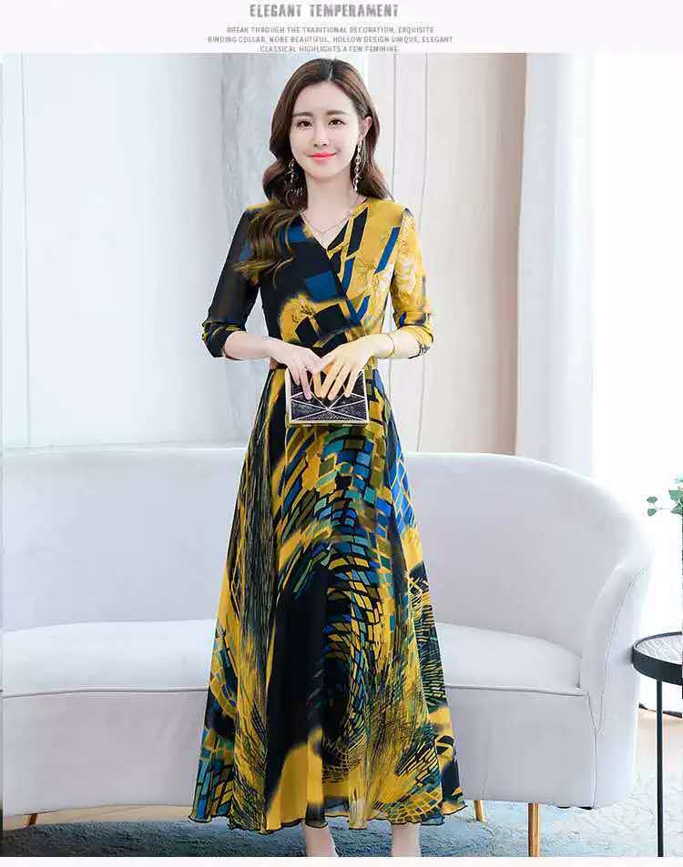 Western Temperament Slim Slim High Waist Printed Long Skirt